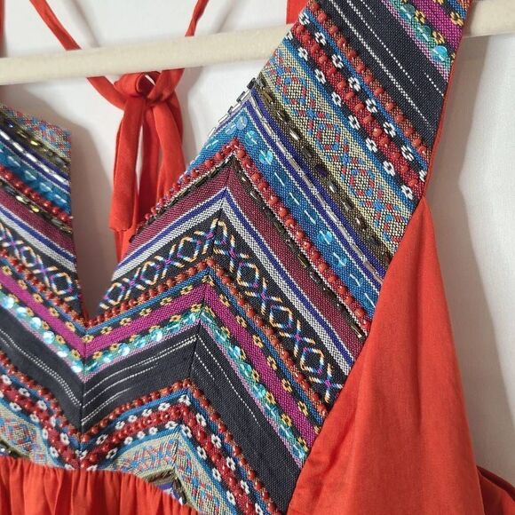 Muse High Low Tribal Embroidered Beaded Dress Size 2 - Picture 3 of 7